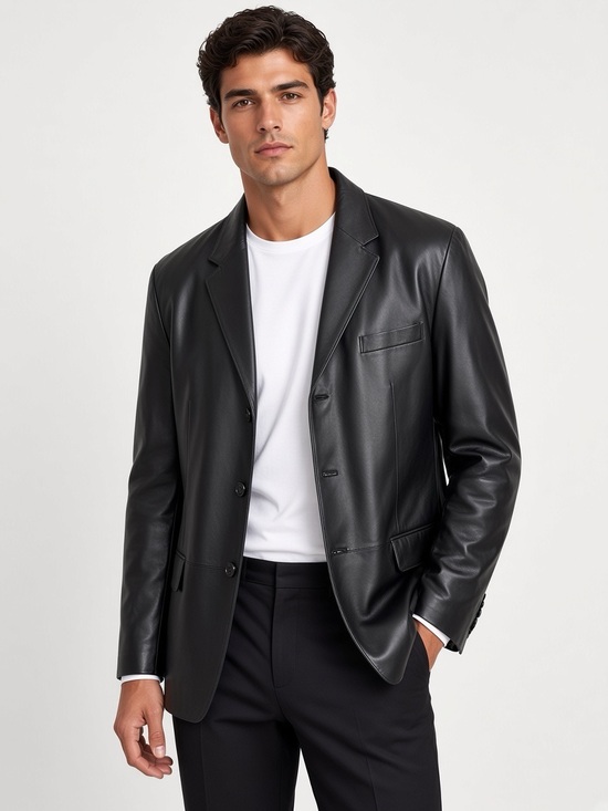 jf j.ferrar Other - NEW j.ferrar Black Leather Sport Coat Blazer Soft XL